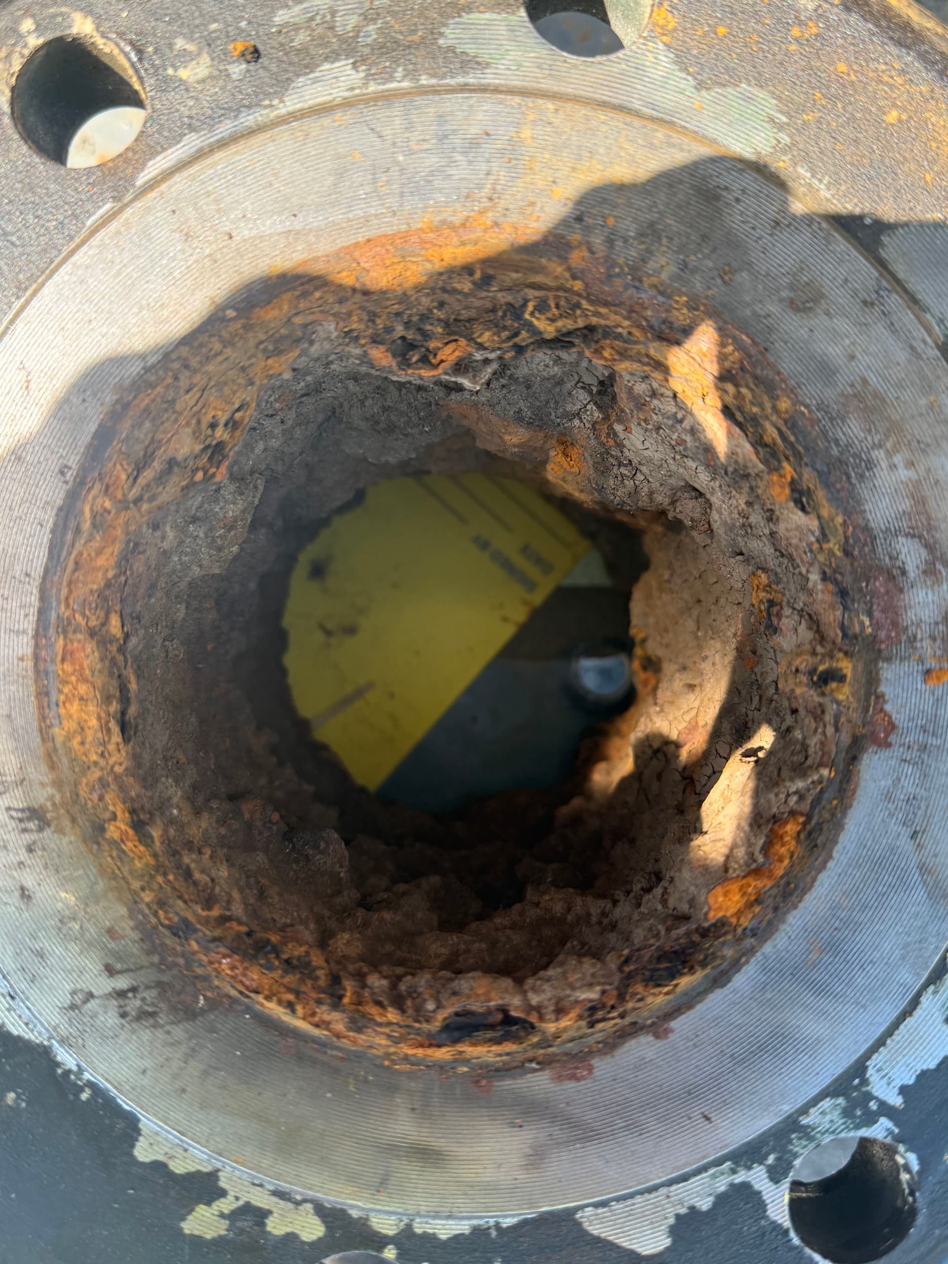 Heavy Scale Buildup Inside a Drain Pipe Getting the Hydrojetting Treatment image
